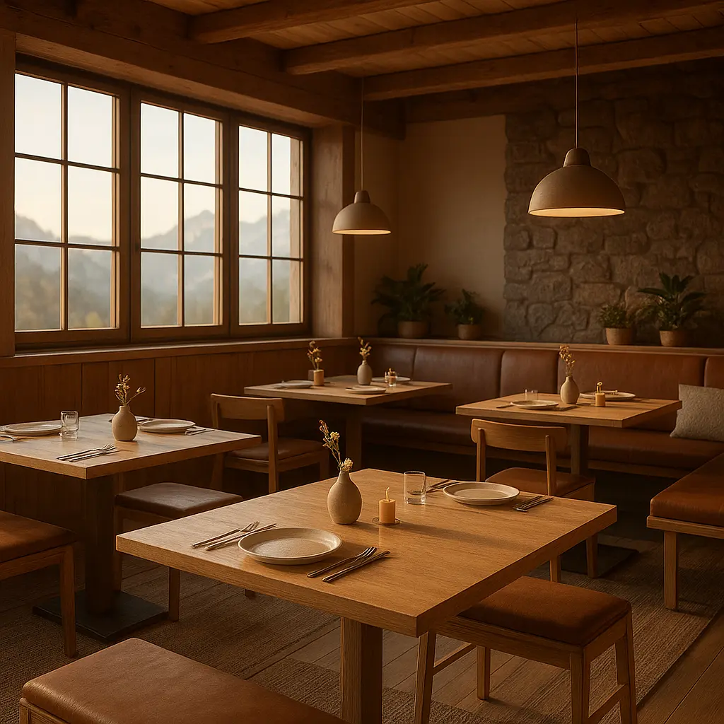 Gemütliches alpines Bistro-Interieur in Zürich