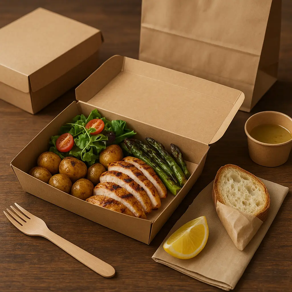 Takeaway Verpackung mit Bistro-Mahlzeit